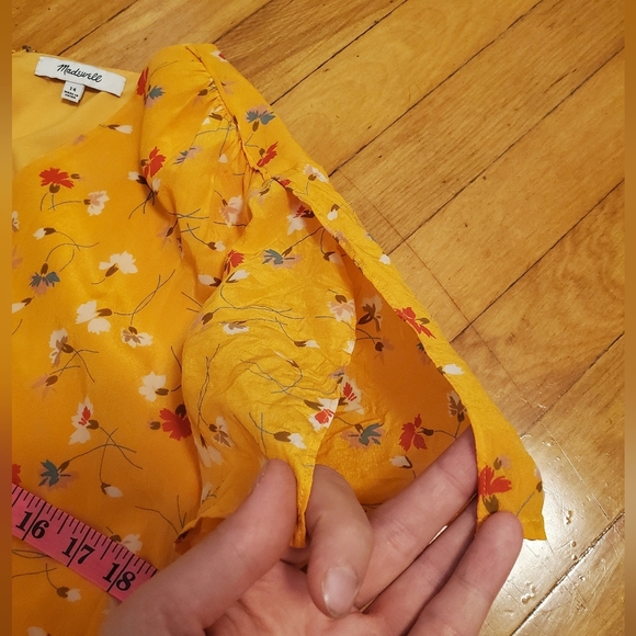 Madewell Silk Belladonna yellow orange mini dress. Carnations, floral. 14. Plus. - Picture 8 of 11
